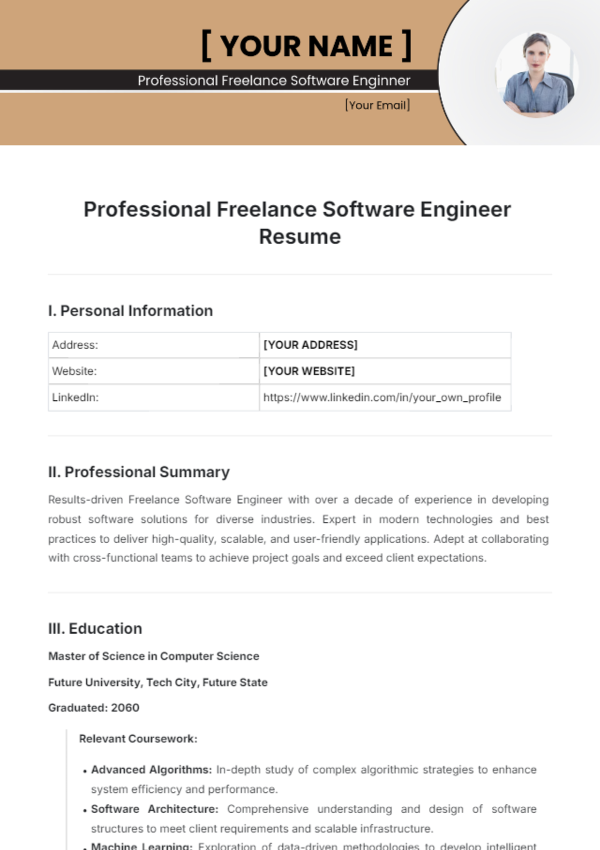 Professional Freelance Software Engineer Resume Template - Edit Online & Download