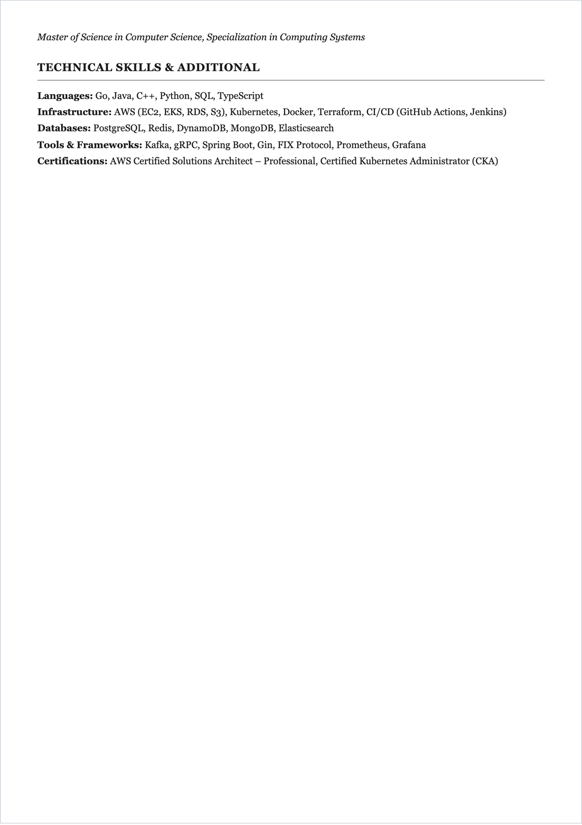 Free Project-Based Software Engineer ATS Resume Template