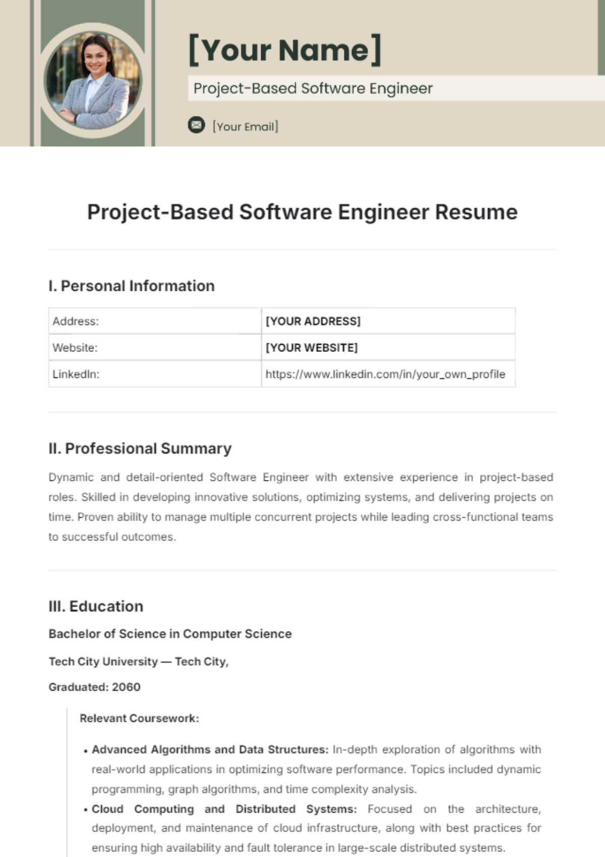 Project-Based Software Engineer Resume Template - Edit Online & Download