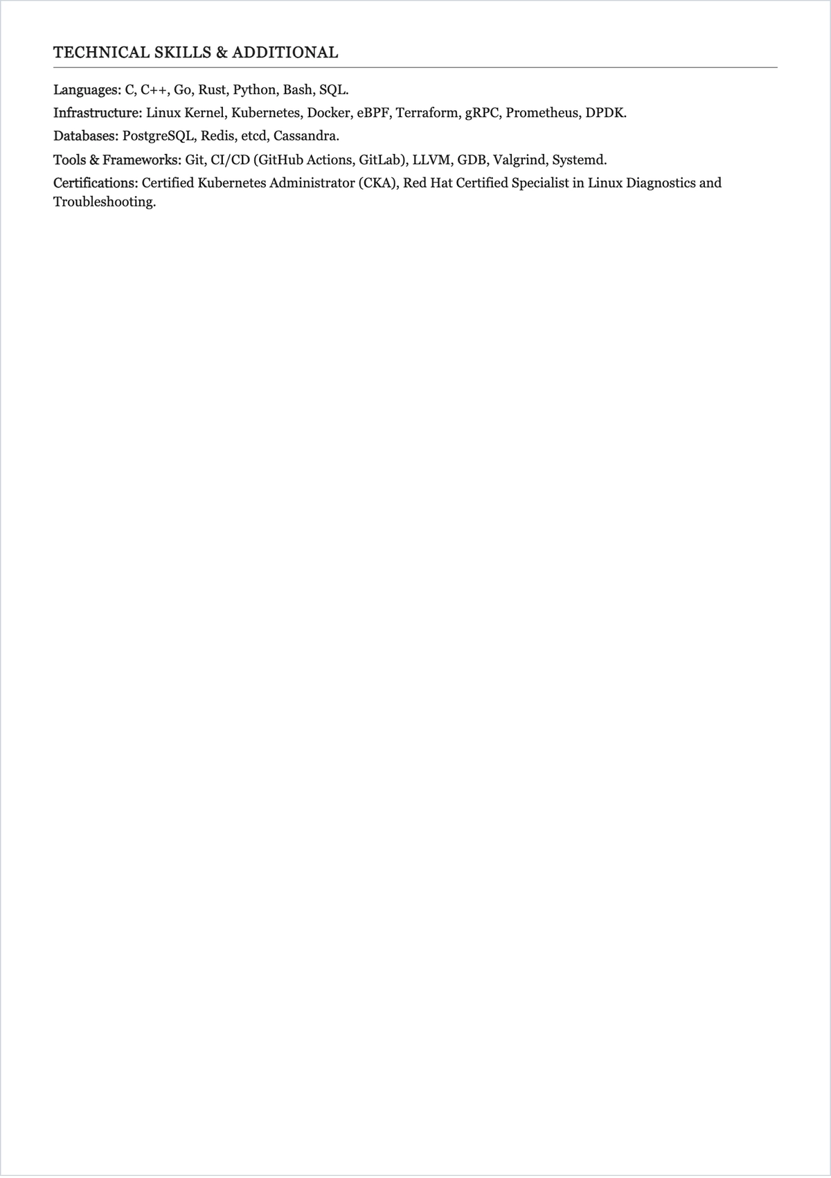 Free Open-Source Software Engineer ATS Resume Template