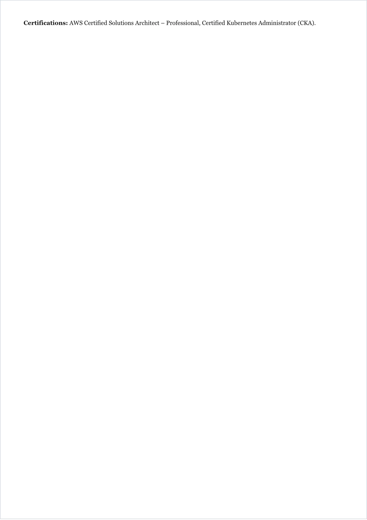 Free Blank Plain Software Engineer ATS Resume Template