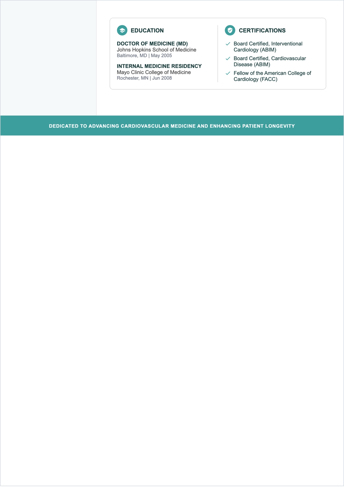 Free Cardiologist ATS Resume Template, AI Resume Builder