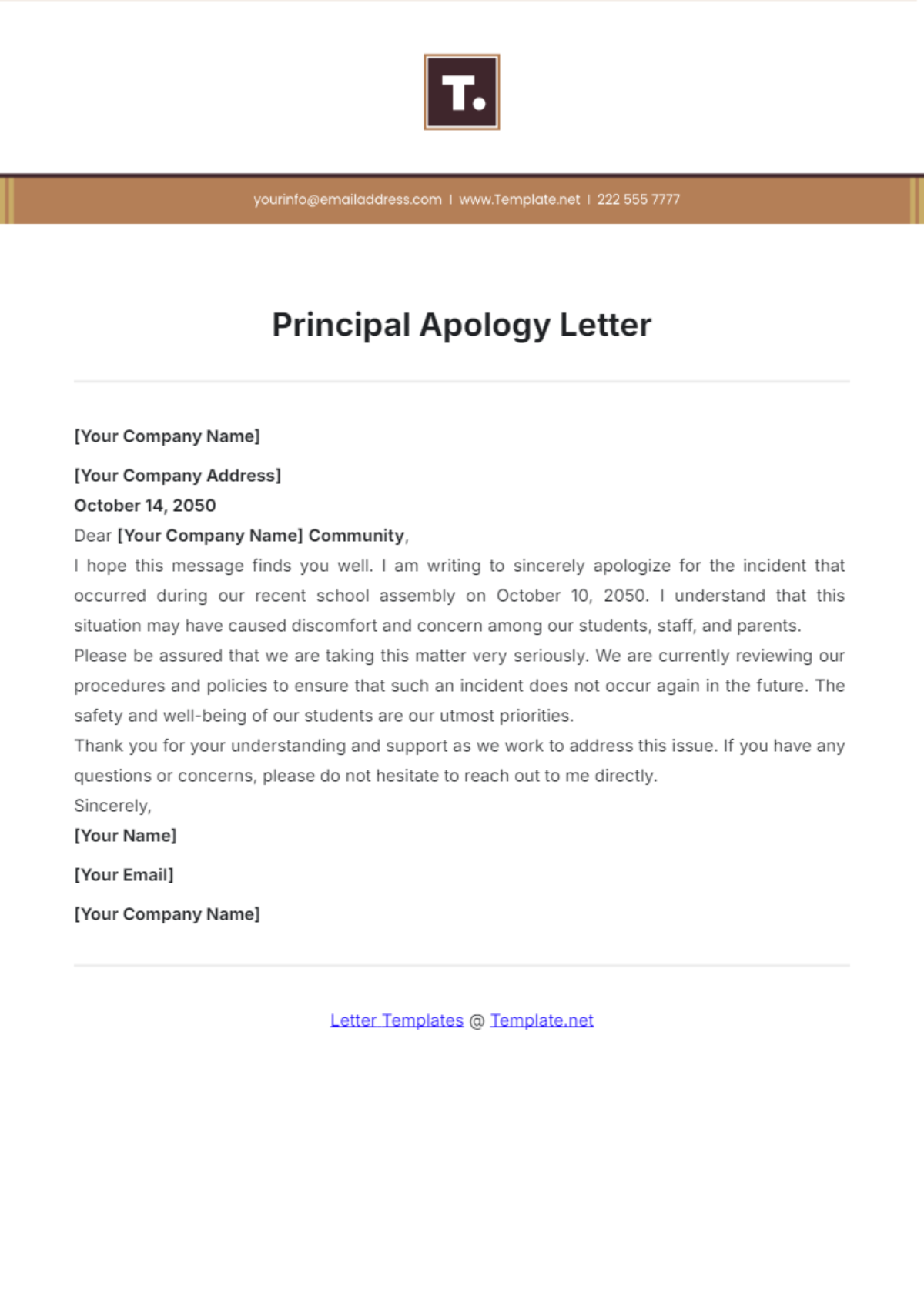 Principal Apology Letter Template - Edit Online & Download