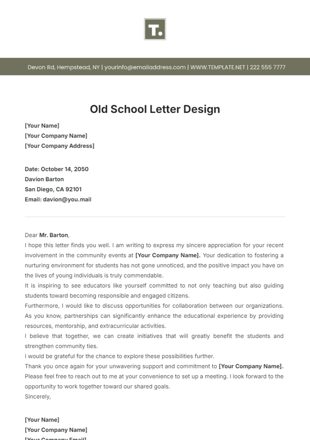 Old School Letter Design Template - Edit Online & Download