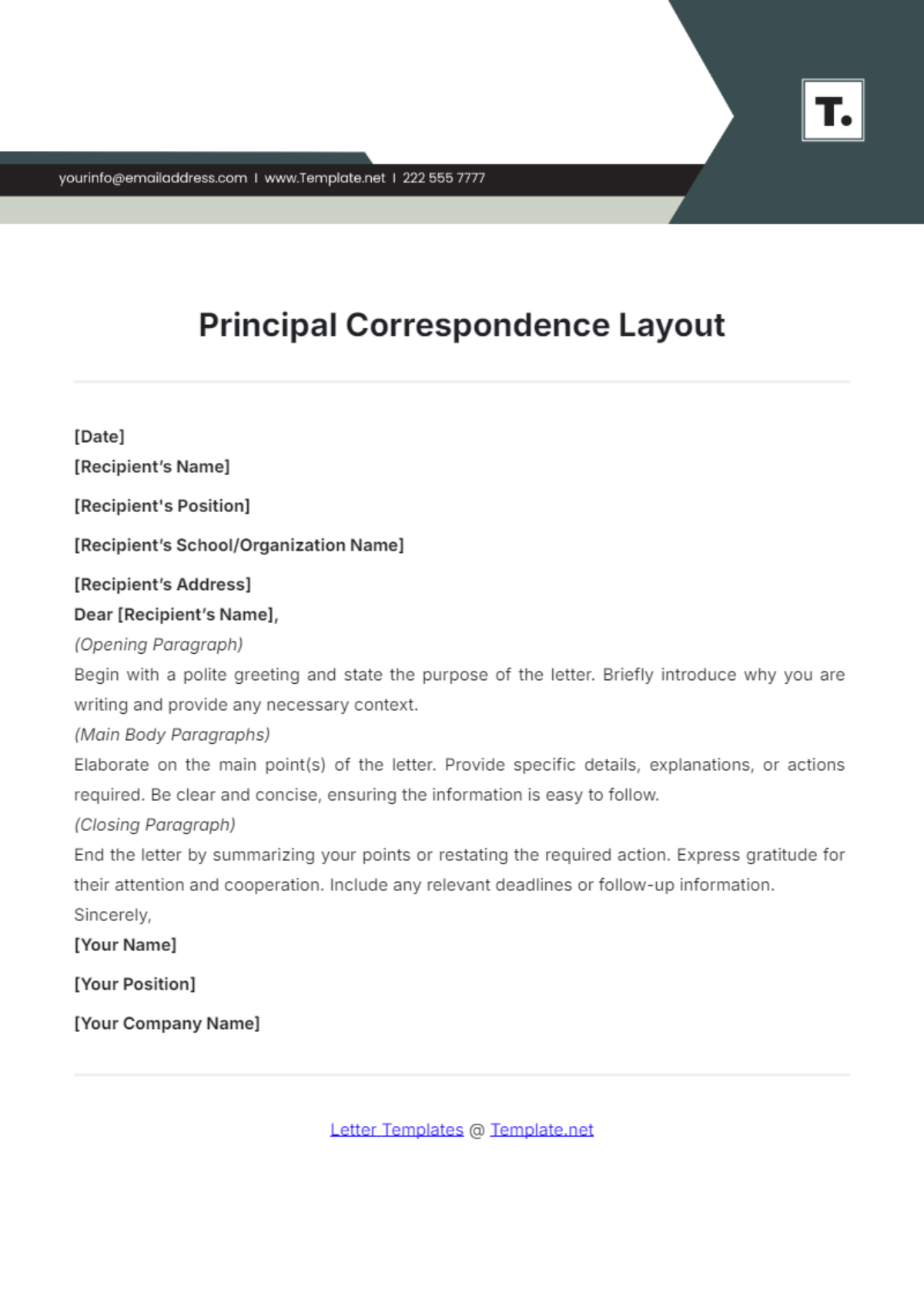 Principal Correspondence Layout Template - Edit Online & Download