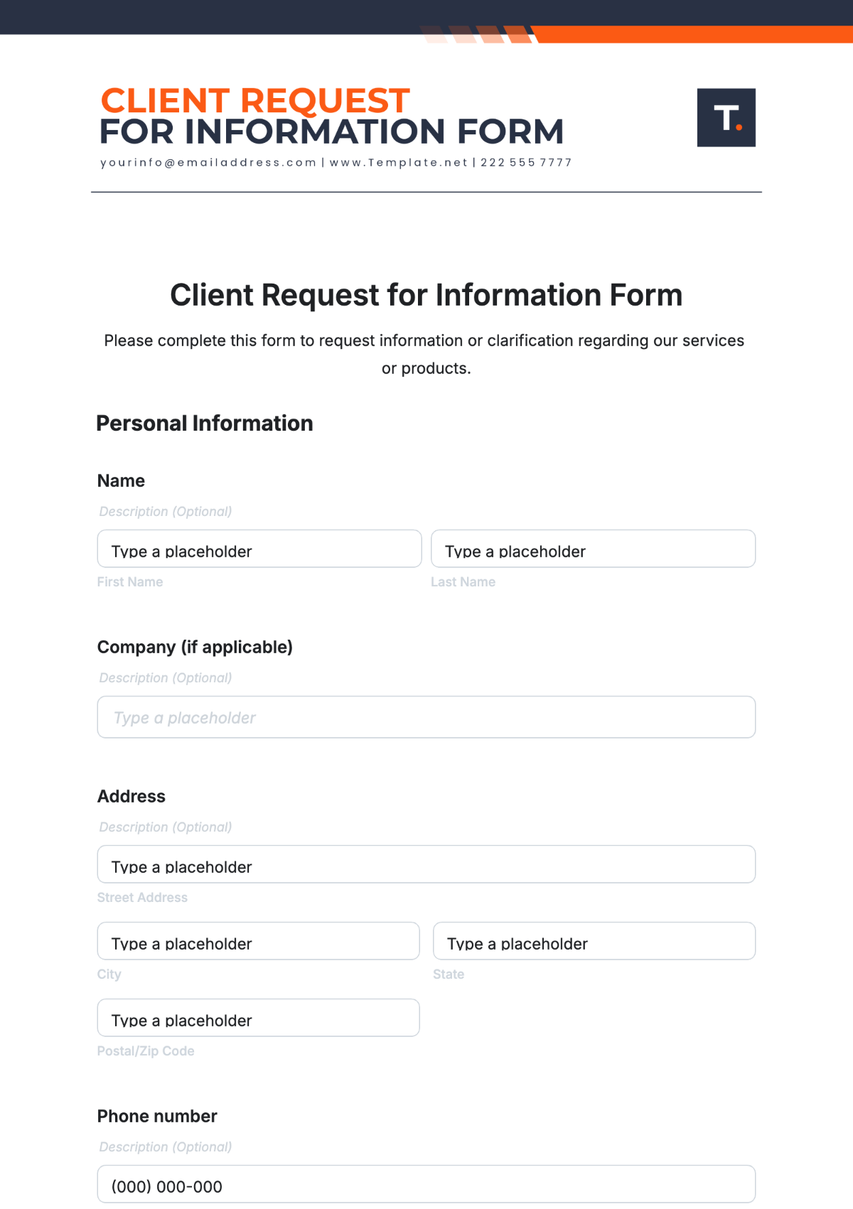 Client Request for Information Form Template - Edit Online & Download