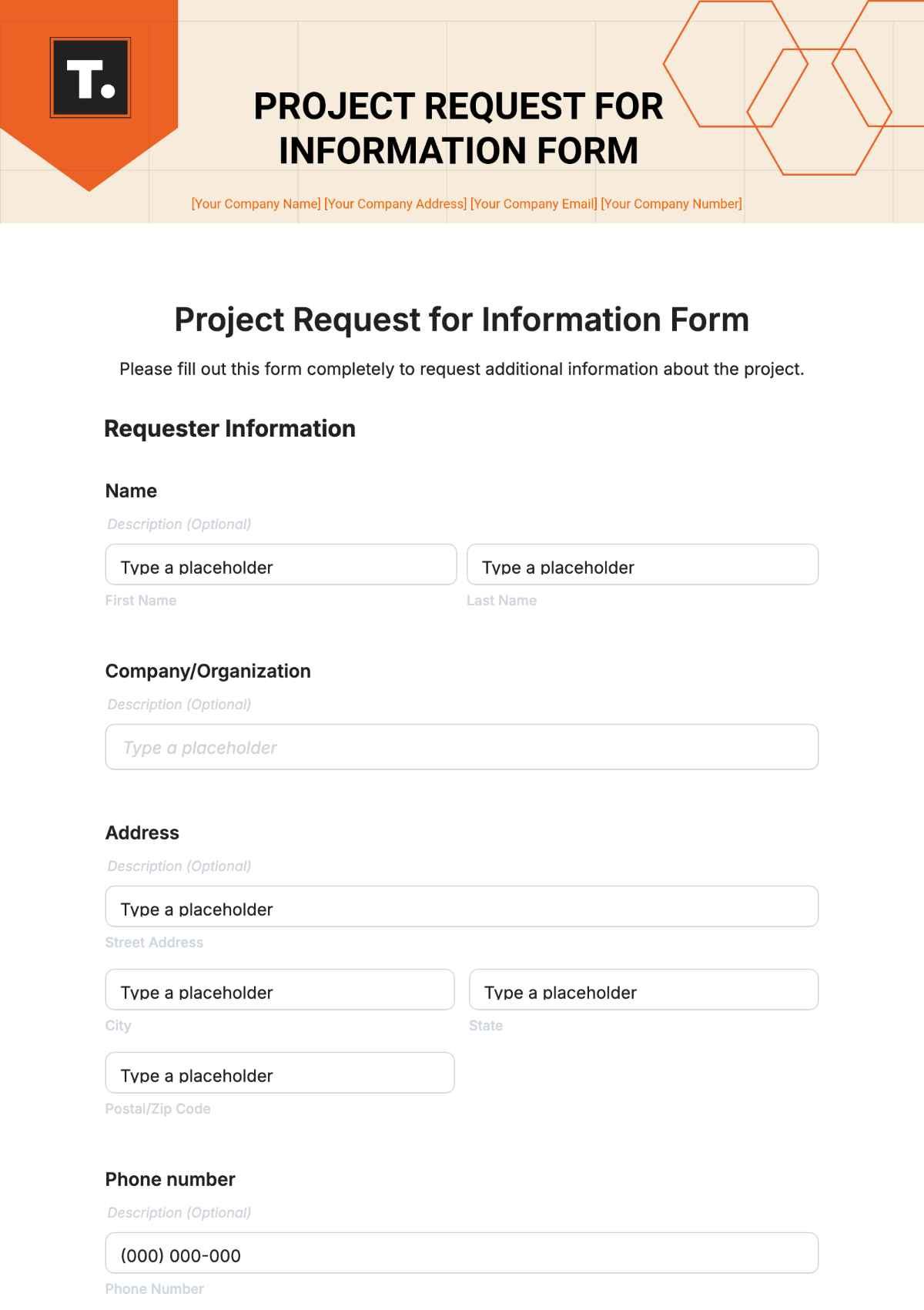 Project Request for Information Form Template - Edit Online & Download