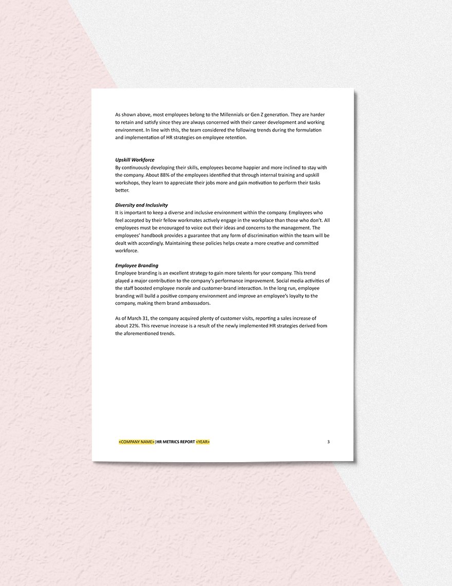 HR Metrics Report Template in Pages Word Google Docs Download