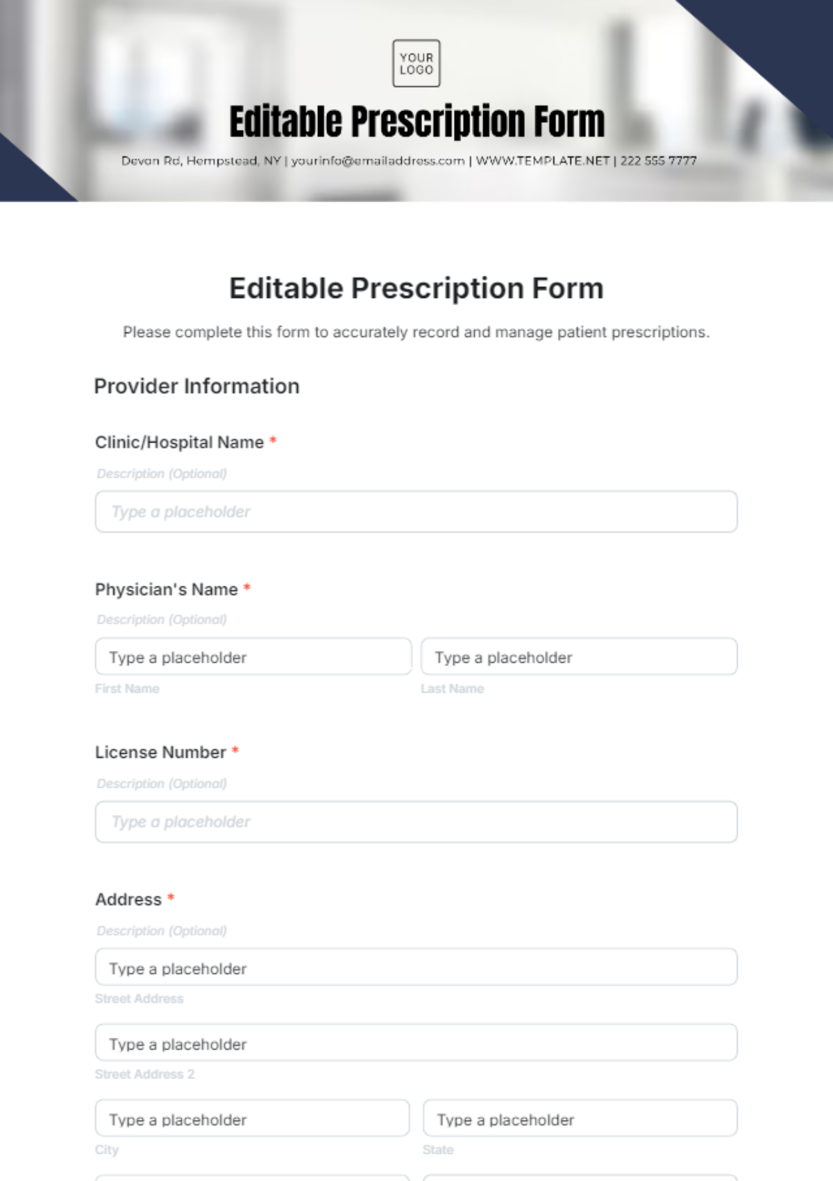 Editable Prescription Form Template - Edit Online & Download