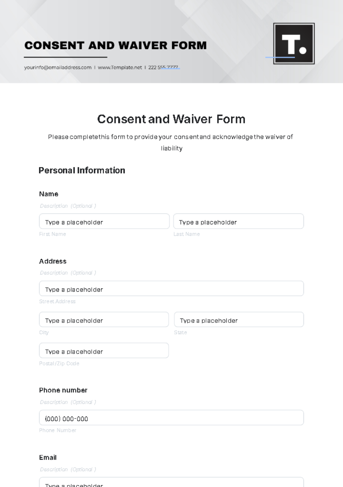 Consent and Waiver Form Template - Edit Online & Download