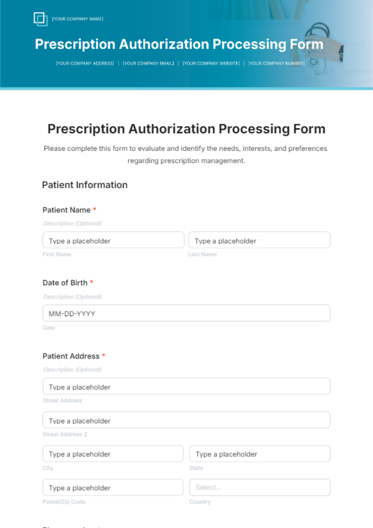 Prescription Authorization Processing Form Template - Edit Online & Download