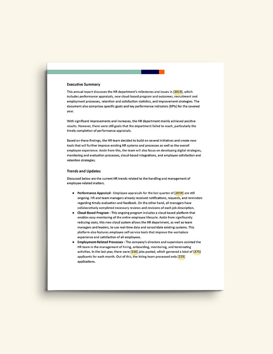 HR Annual Report Template