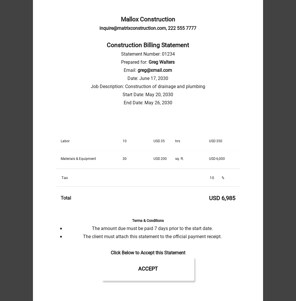 FREE Construction Statement Templates Microsoft Word (DOC)