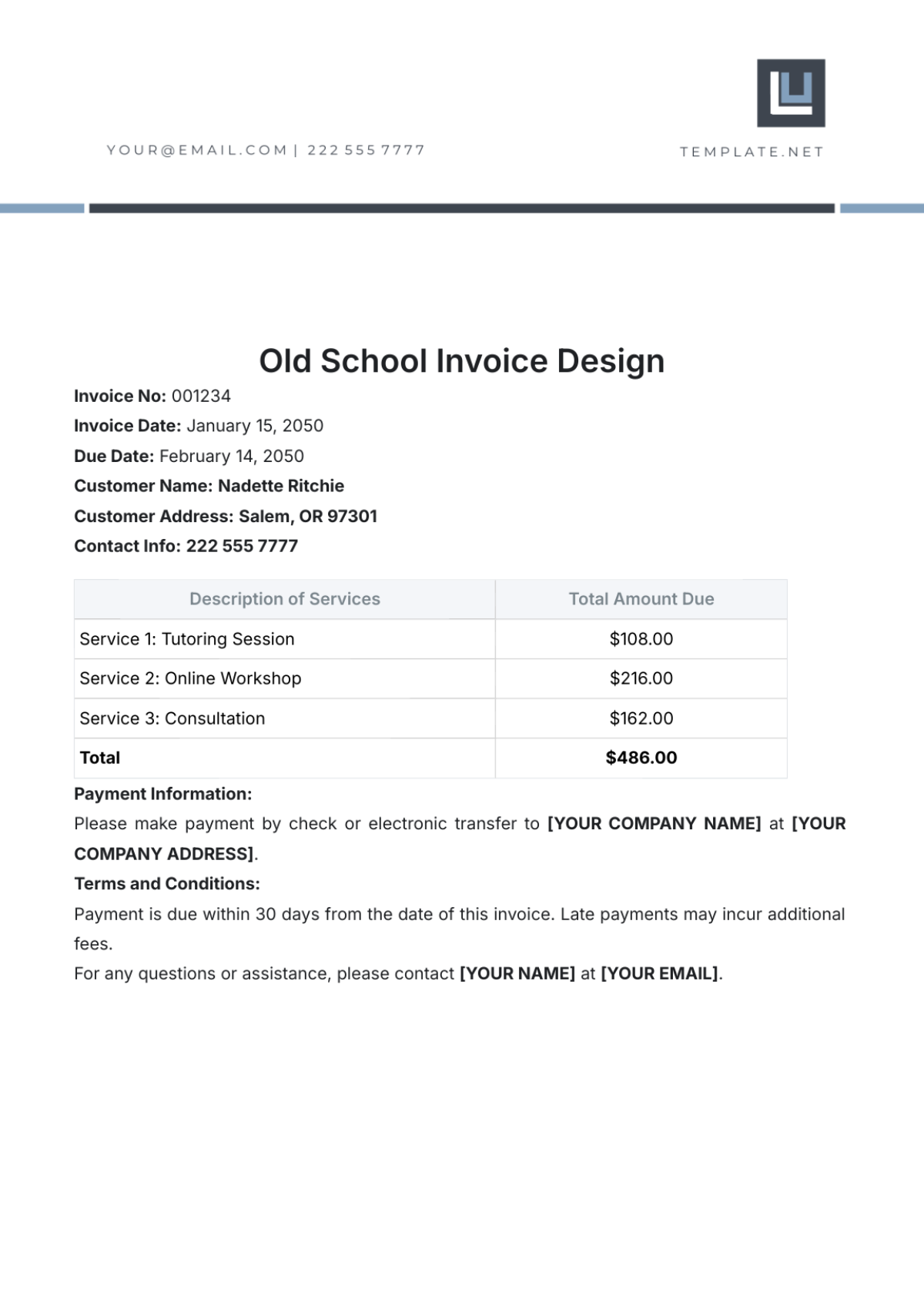 Old School Invoice Design Template - Edit Online & Download