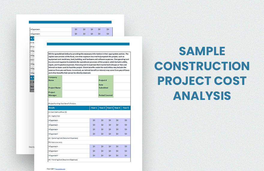 Construction Cost Templates Design Free Download Template