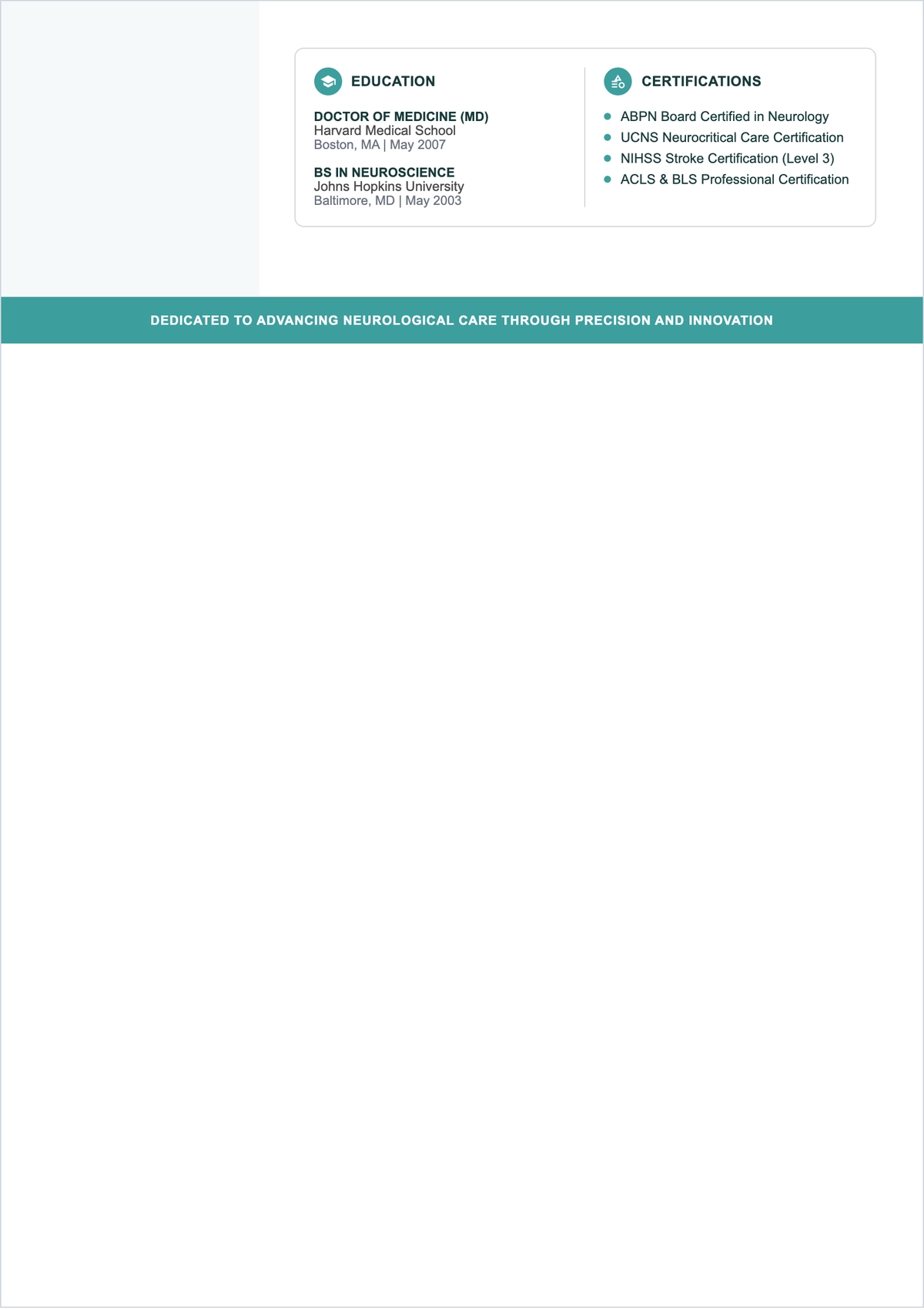 Free Aesthetic Neurologist ATS Resume Template, AI Resume Builder