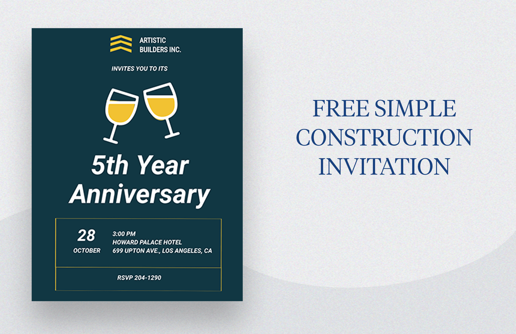 Simple Construction Invitation Template in Google Docs, InDesign, PSD, Word, Illustrator, Pages - Download | Template.net