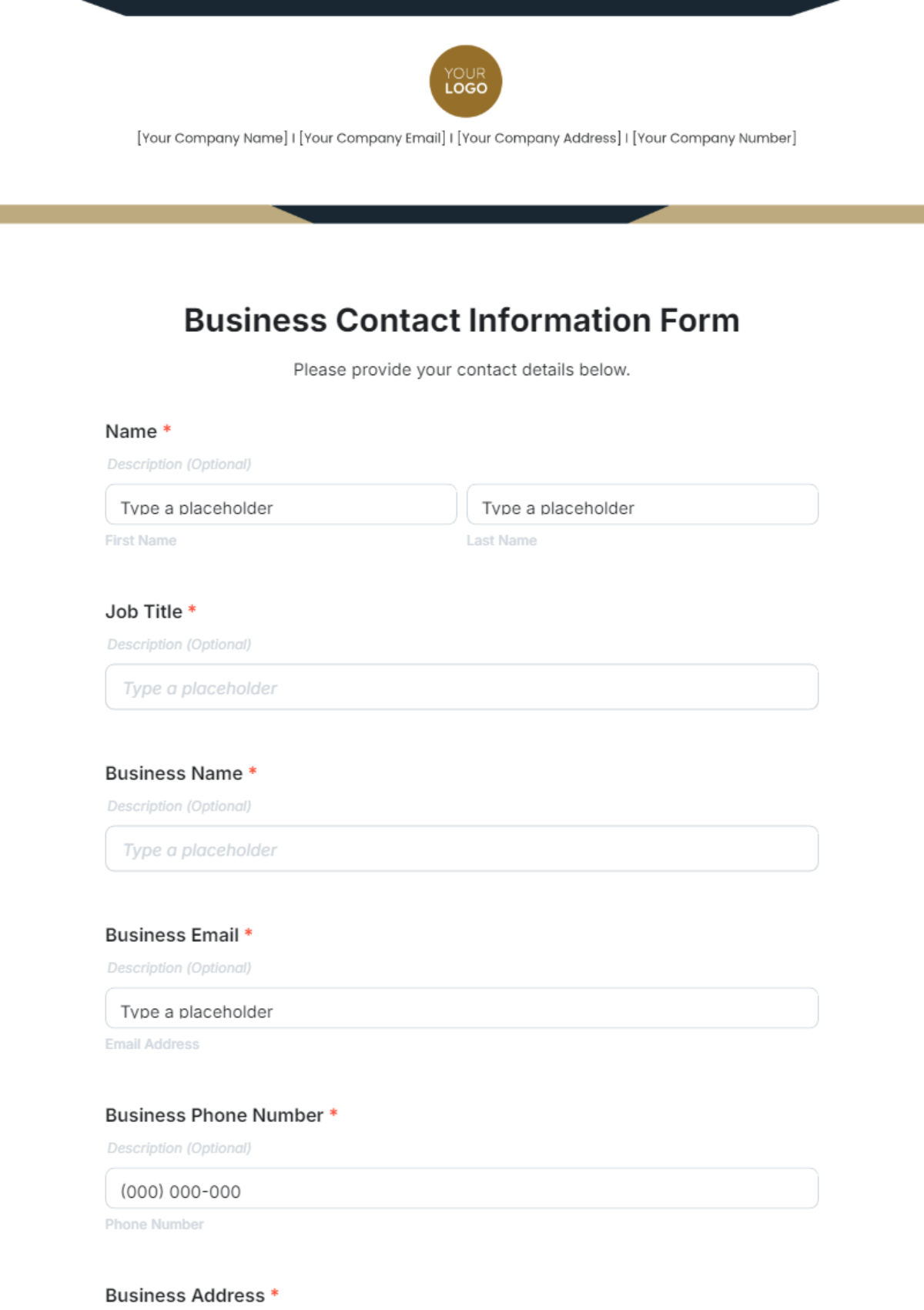 Business Contact Information Form Template - Edit Online & Download