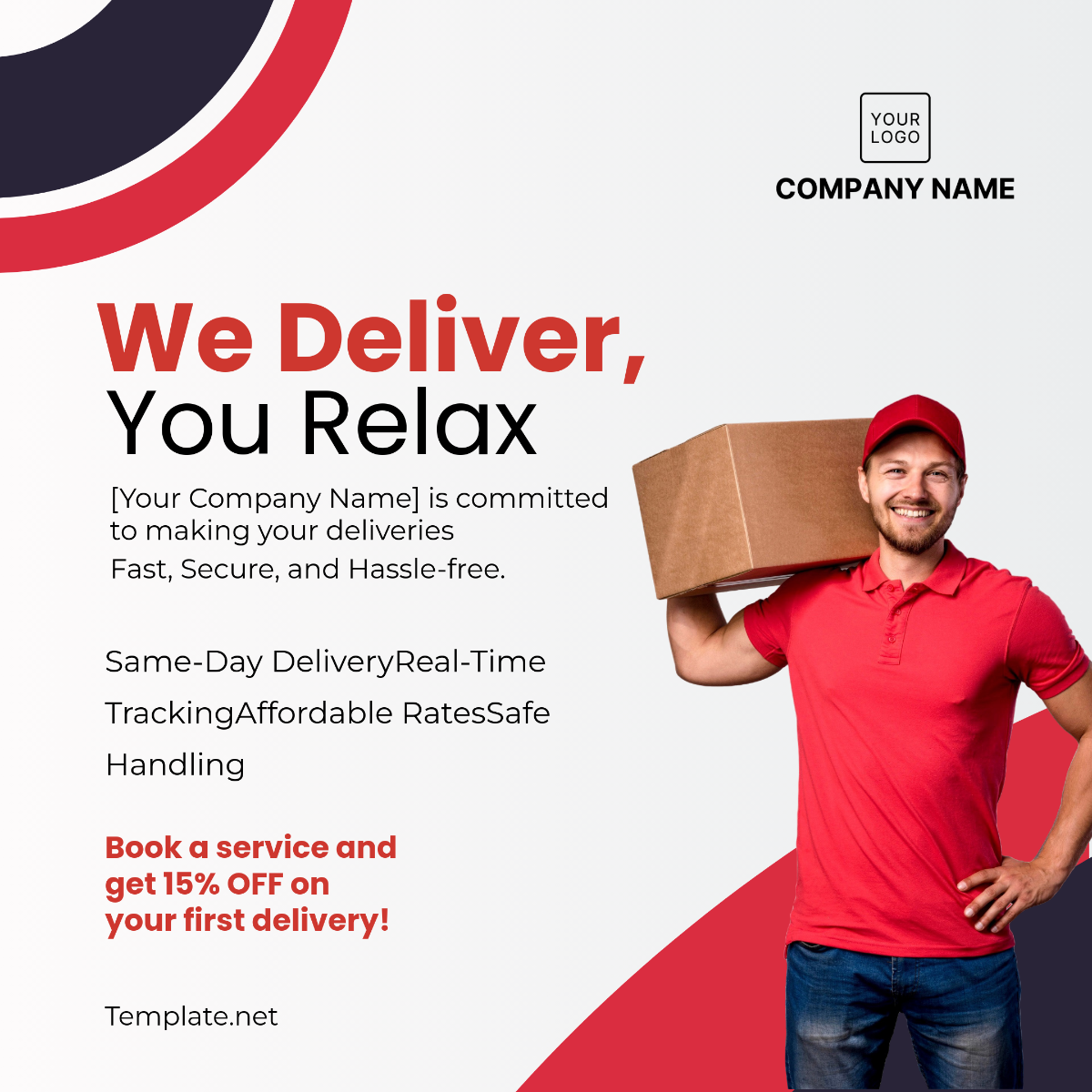 Courier Service Social Media Post Template - Edit Online & Download