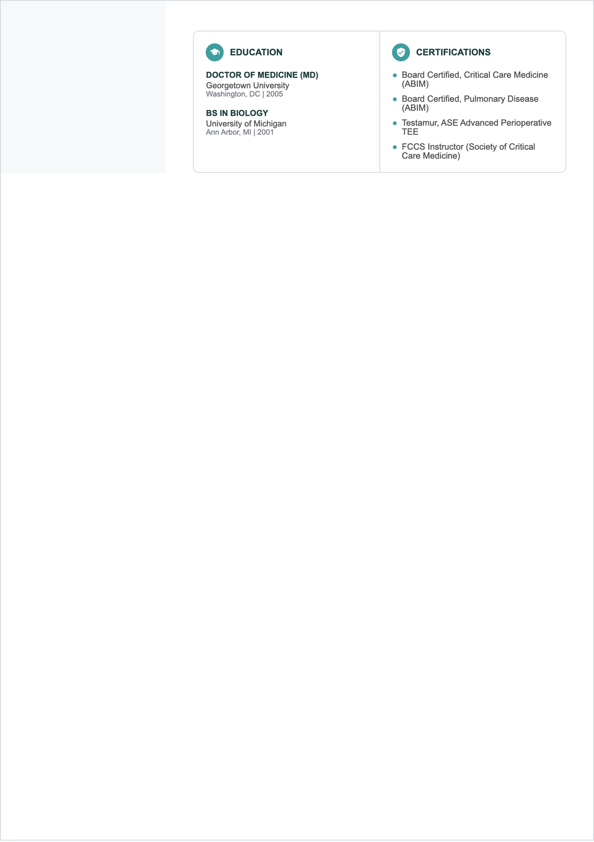 Free Blank Pulmonologist ATS Resume Template, AI Resume Builder