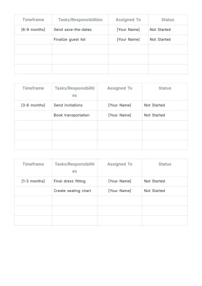 Free Wedding Planner Schedule Template to Edit Online