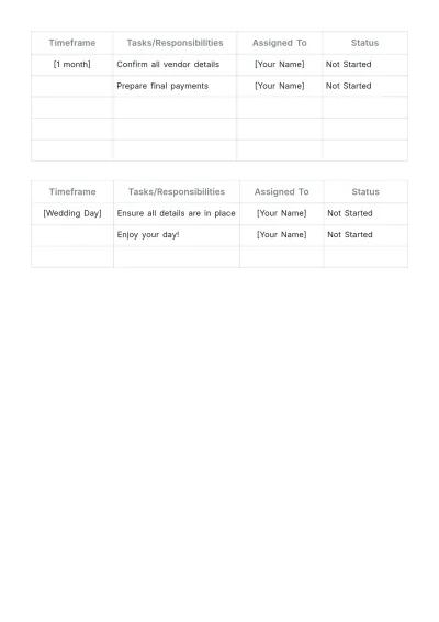 Free Wedding Planner Schedule Template to Edit Online