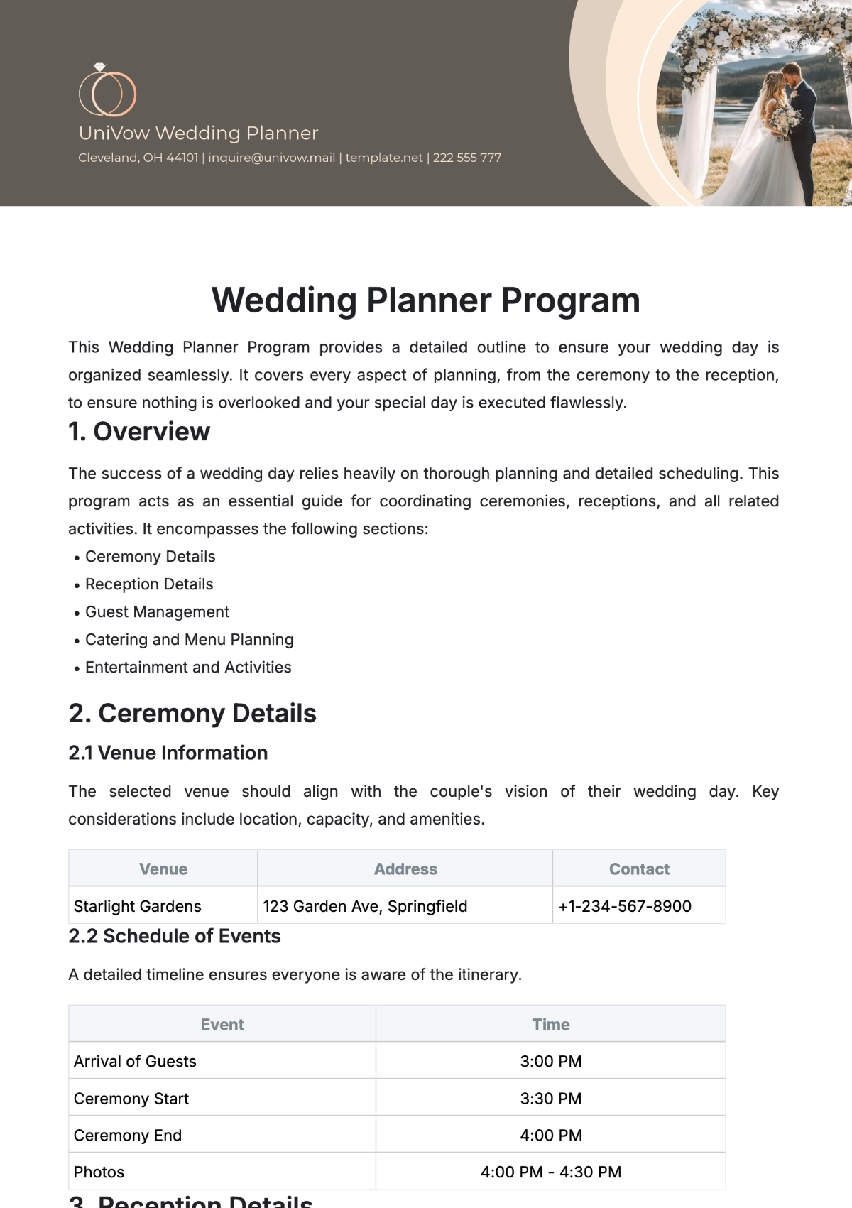 Wedding Planner Program Template - Edit Online & Download