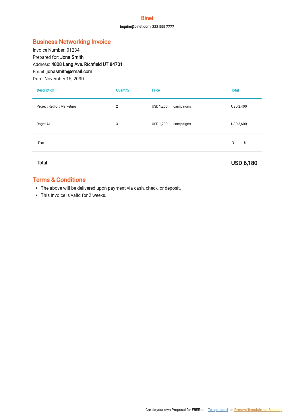 Business Networking Invoice Template.jpe