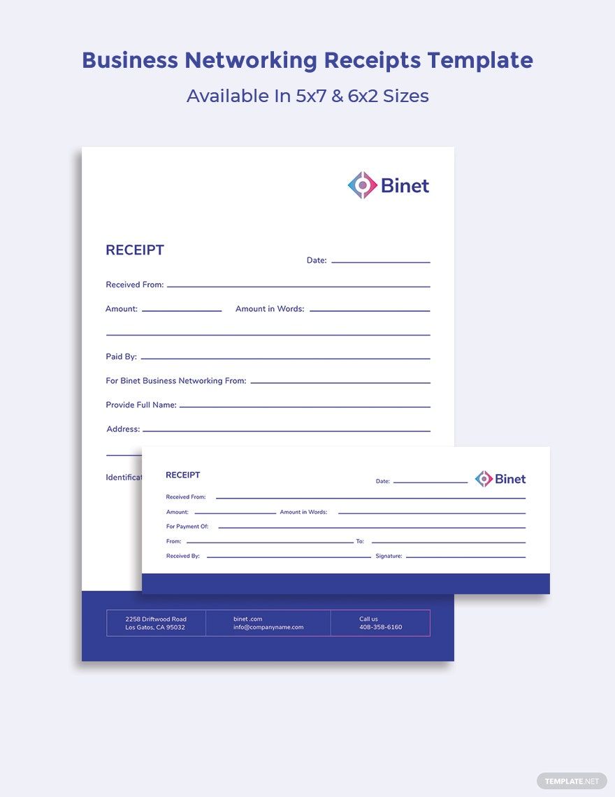 Business Networking Receipts Template
