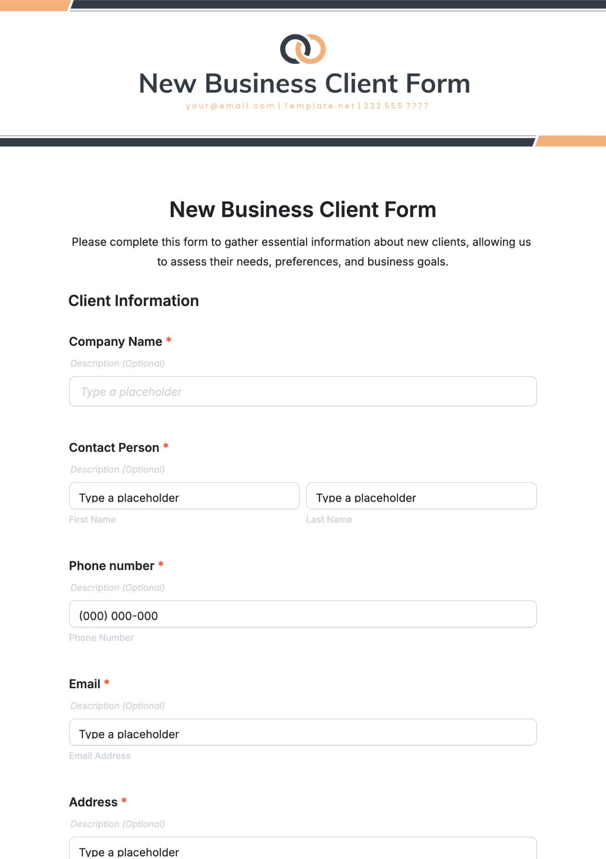 New Business Client Form Template - Edit Online & Download