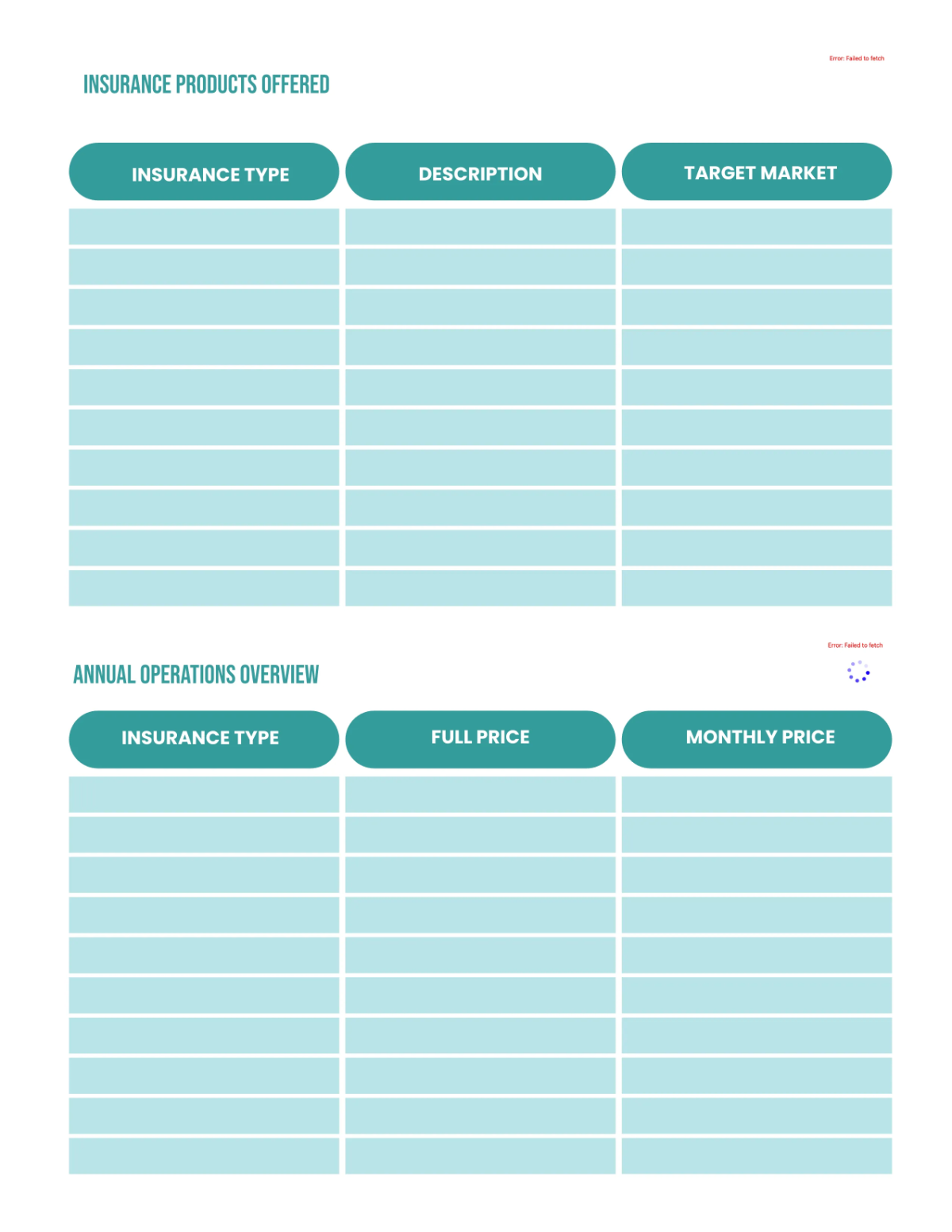 Free Insurance Agency Planner Template to Edit Online