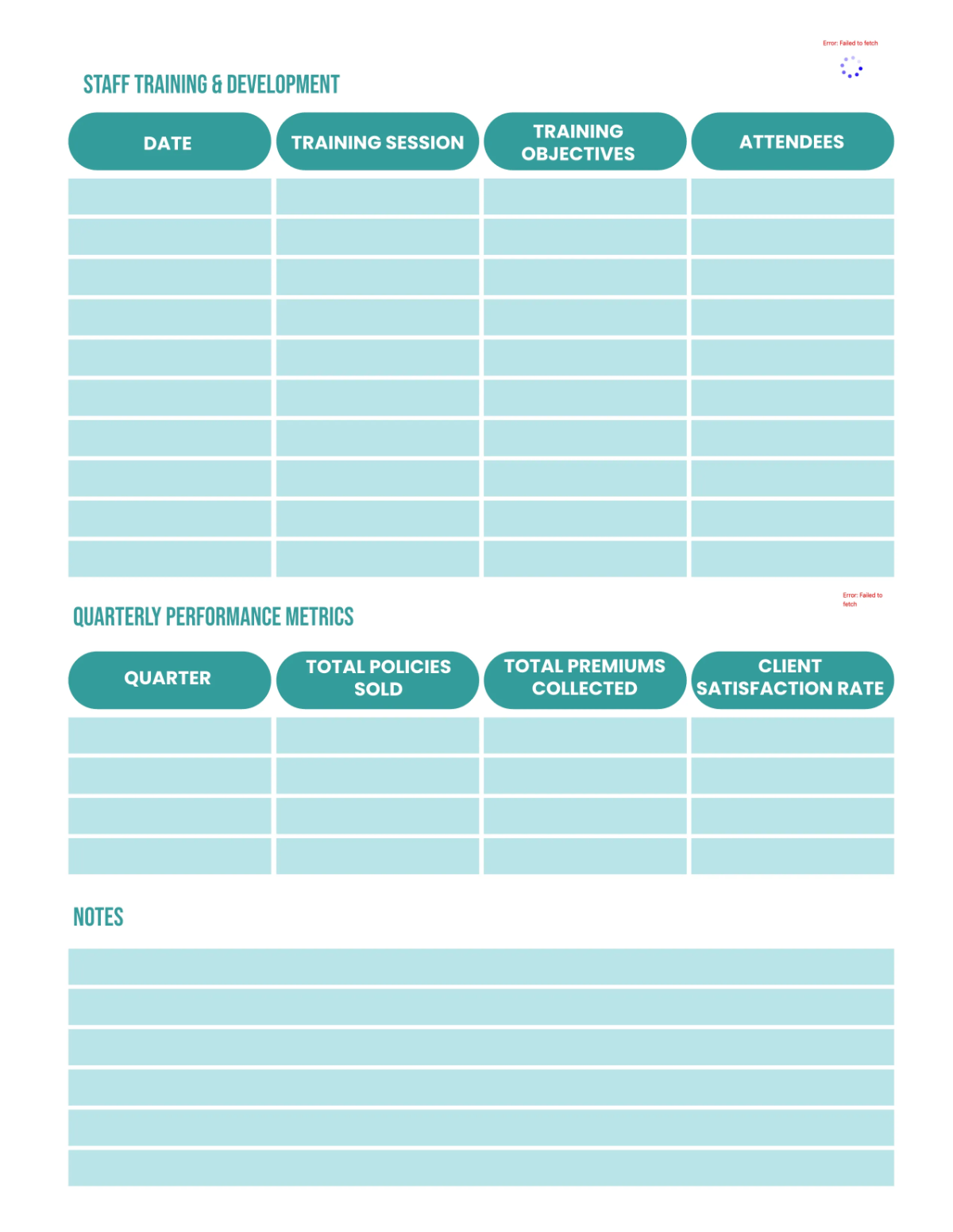 Free Insurance Agency Planner Template to Edit Online