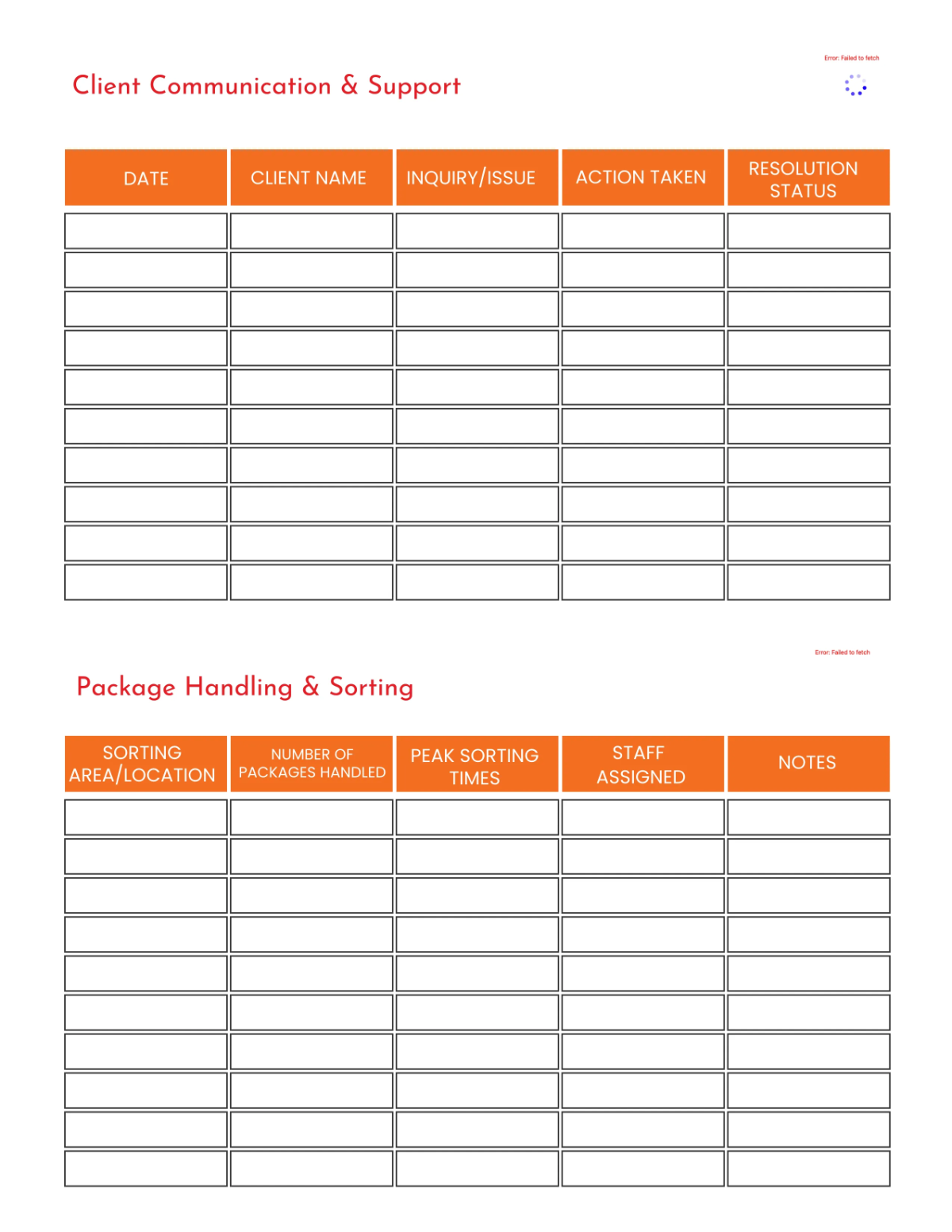 Free Courier Service Planner Template to Edit Online