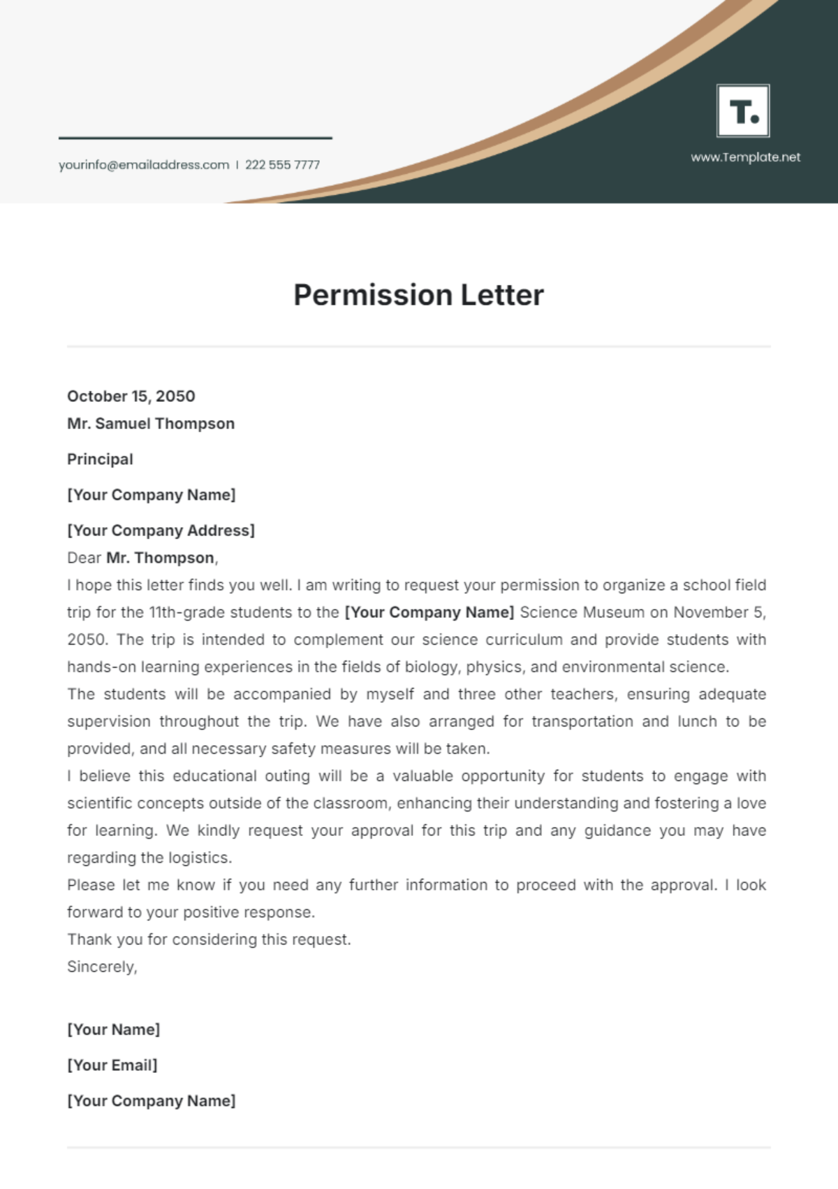 Permission Letter Template - Edit Online & Download