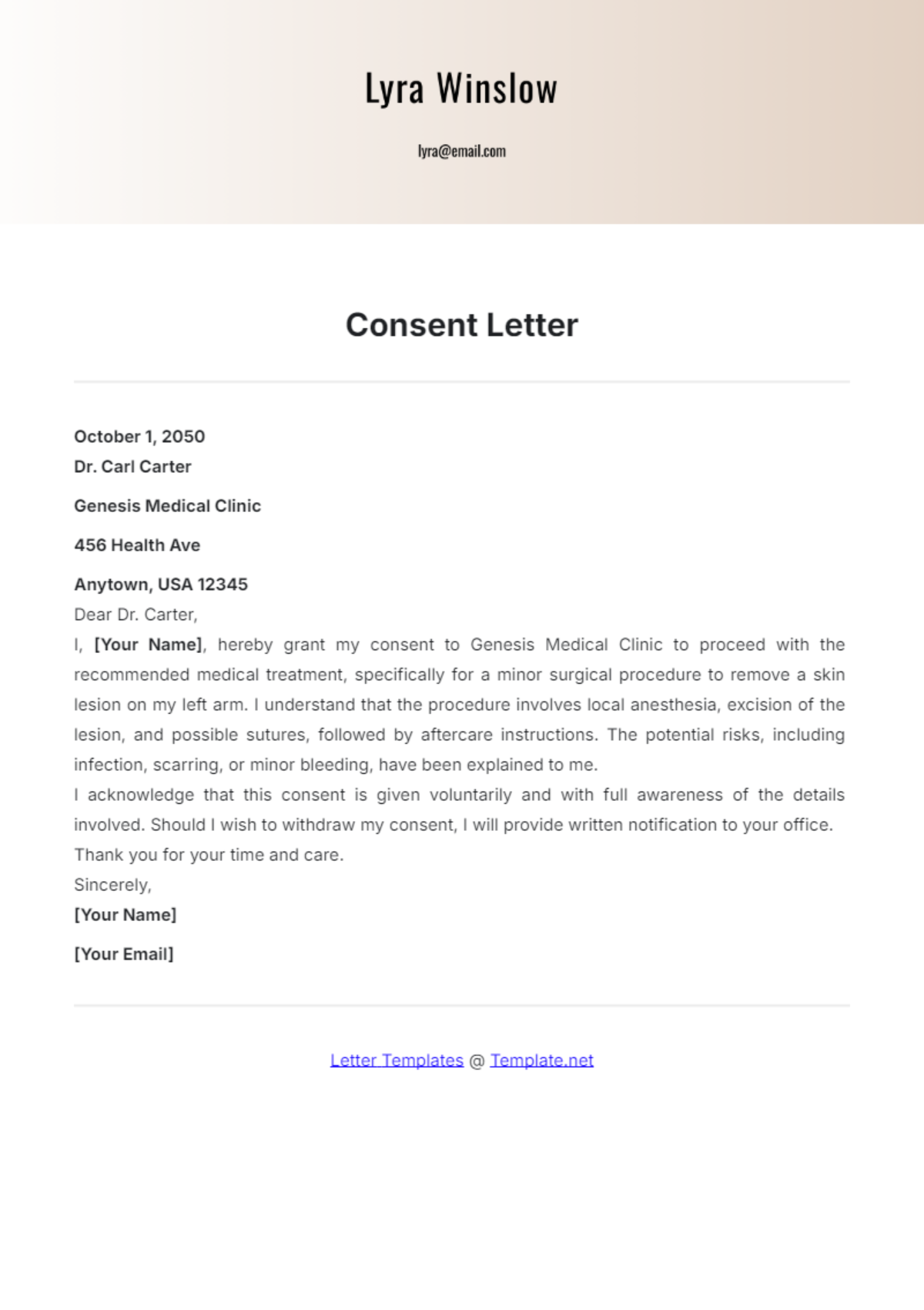 Consent Letter Template - Edit Online & Download