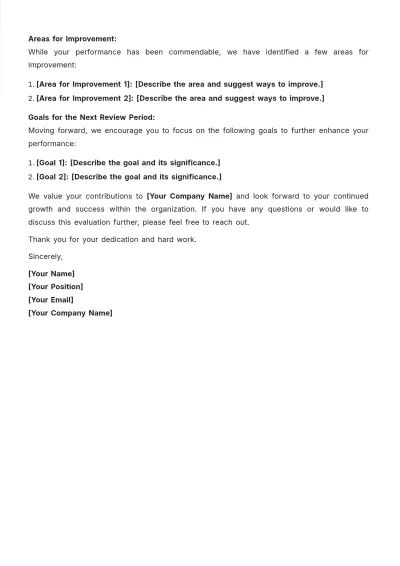 Free Job Performance Letter Format Template to Edit Online