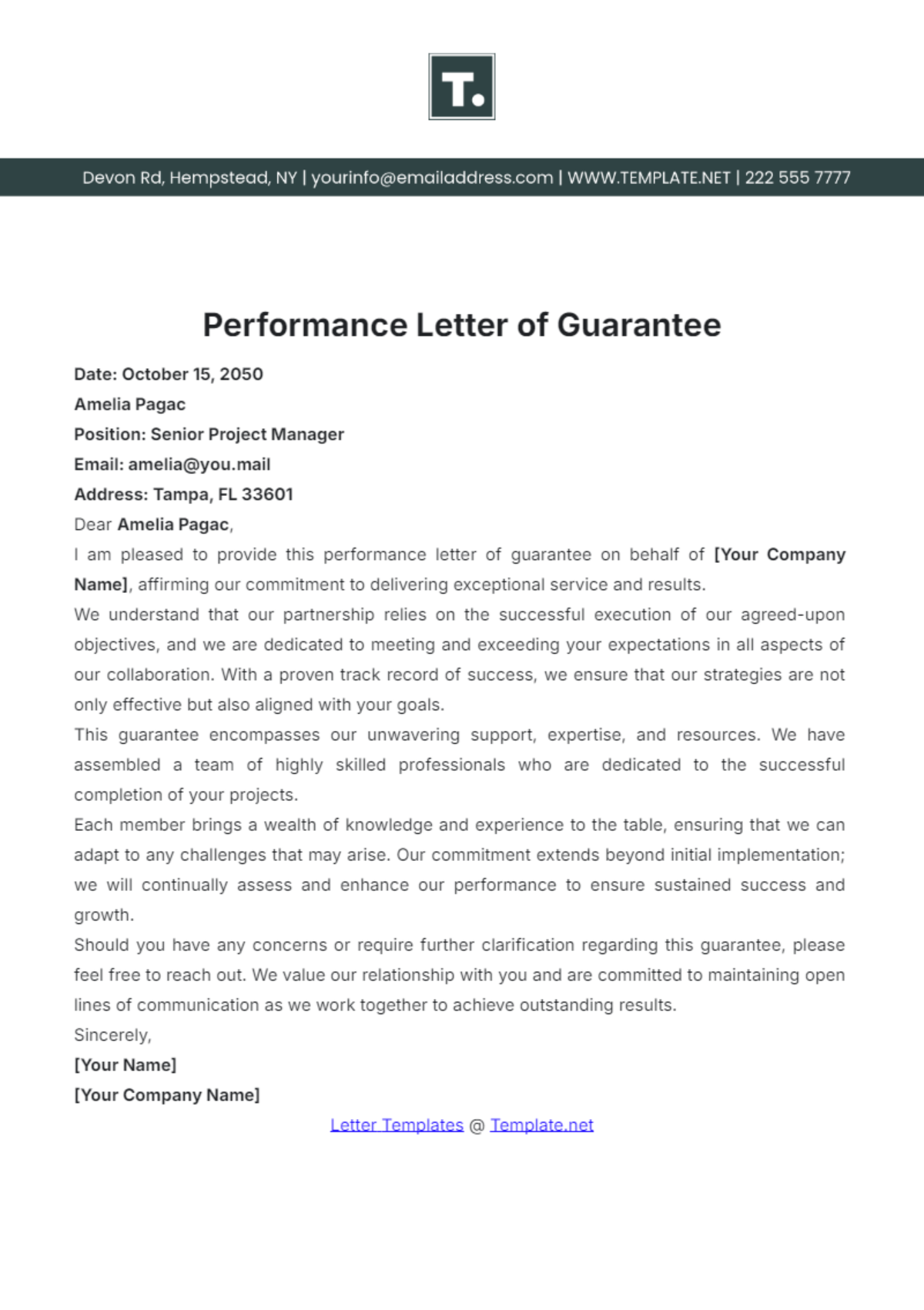 Free Rental Guarantee Letter Printable Template To Edit Online