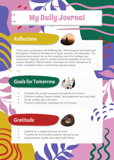 Free Colorful Journal Template to Edit Online