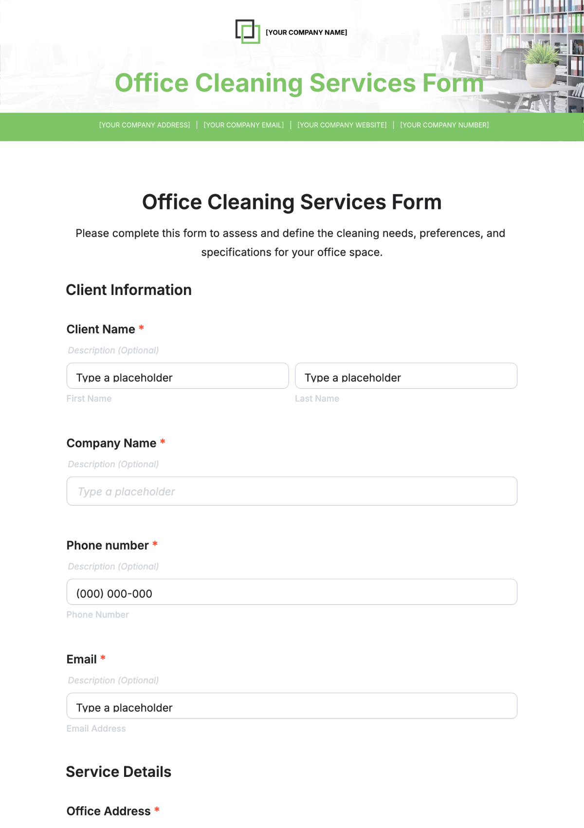 Office Cleaning Services Form Template - Edit Online & Download