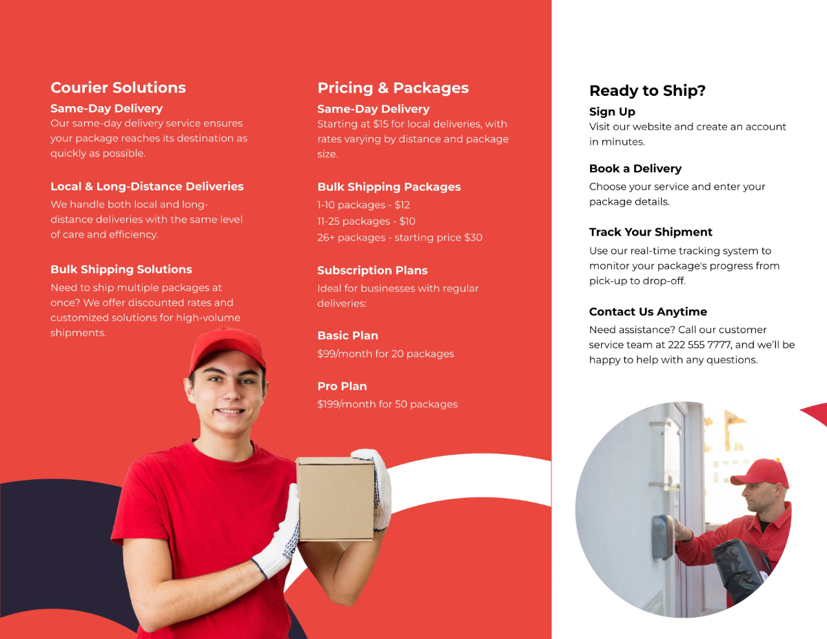 Free Courier Service Brochure Template to Edit Online