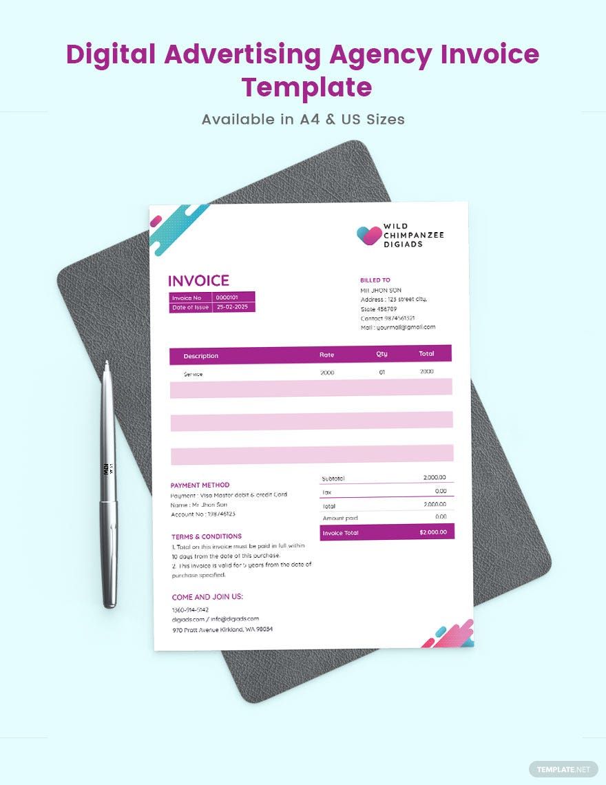 Advertising Agency Invoice Google Sheet Templates Free, Download