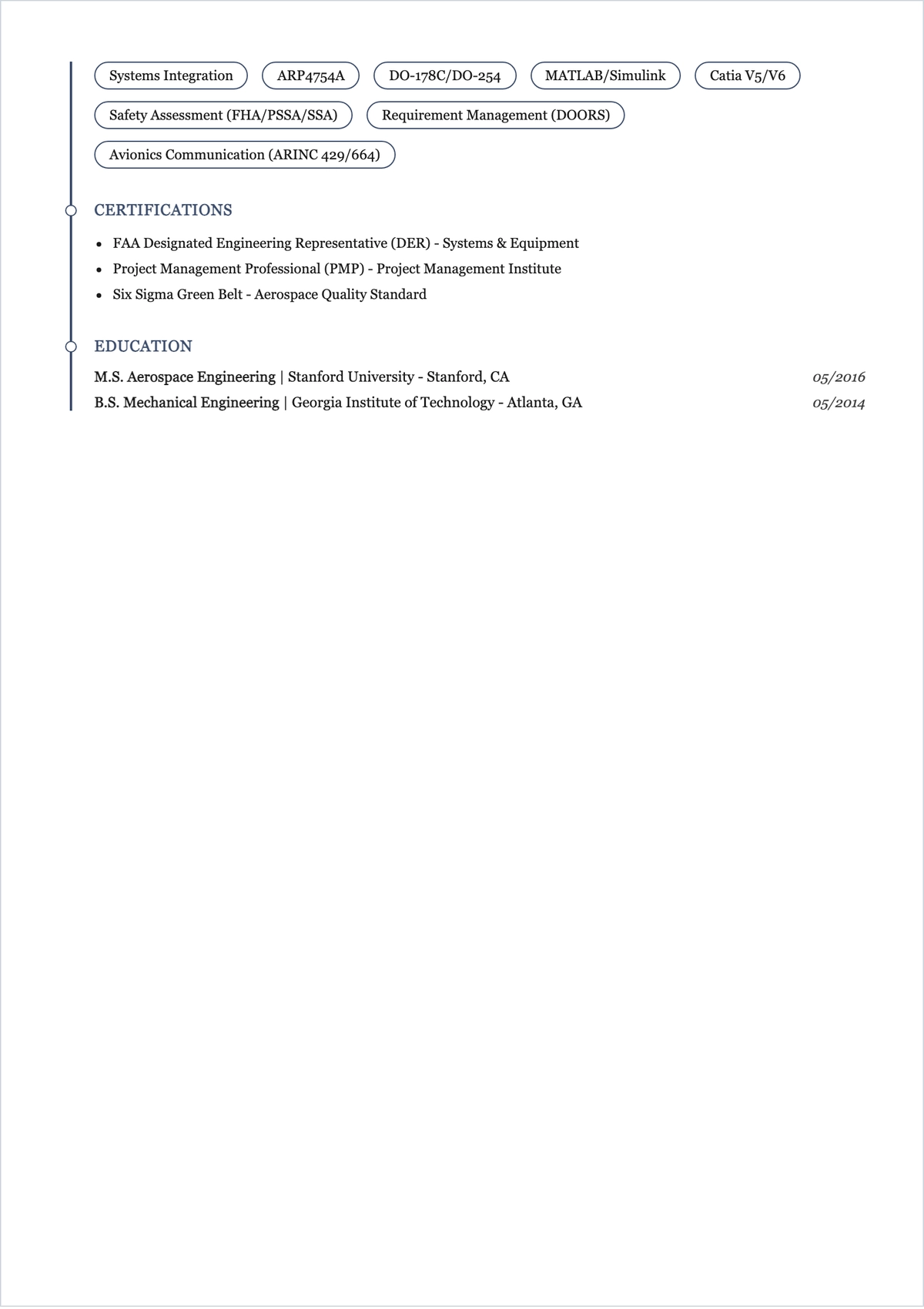 Free Aviation Engineer ATS Resume Template, AI Resume Builder
