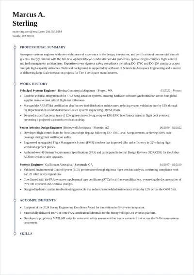 Free Aviation Engineer ATS Resume Template, AI Resume Builder