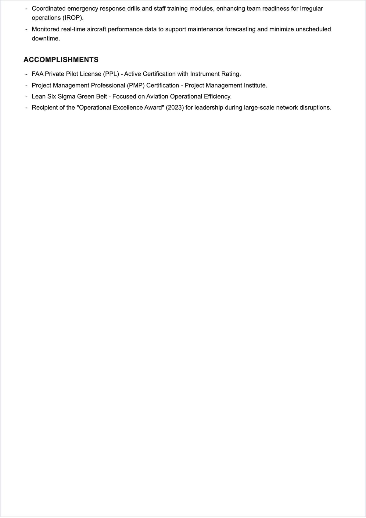 Free Simple Aviation Industry ATS Resume Template, AI Resume Builder