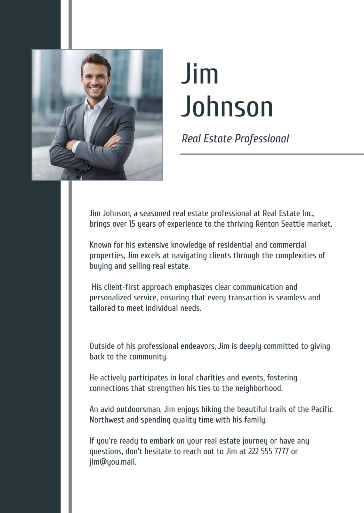 Real Estate Professional Bio Template - Edit Online & Download