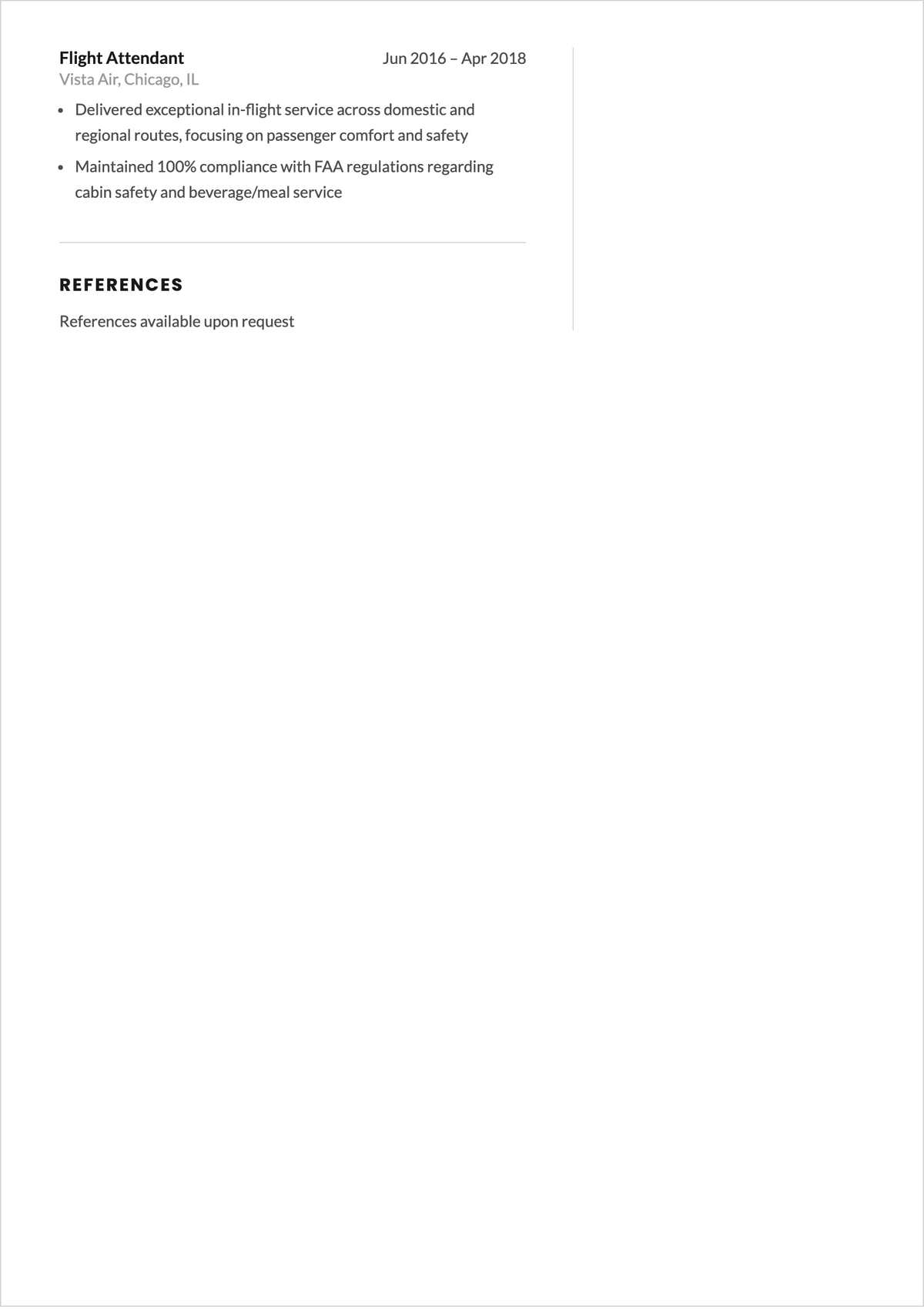 Free Aesthetic Flight Crew ATS Resume Template, AI Resume Builder