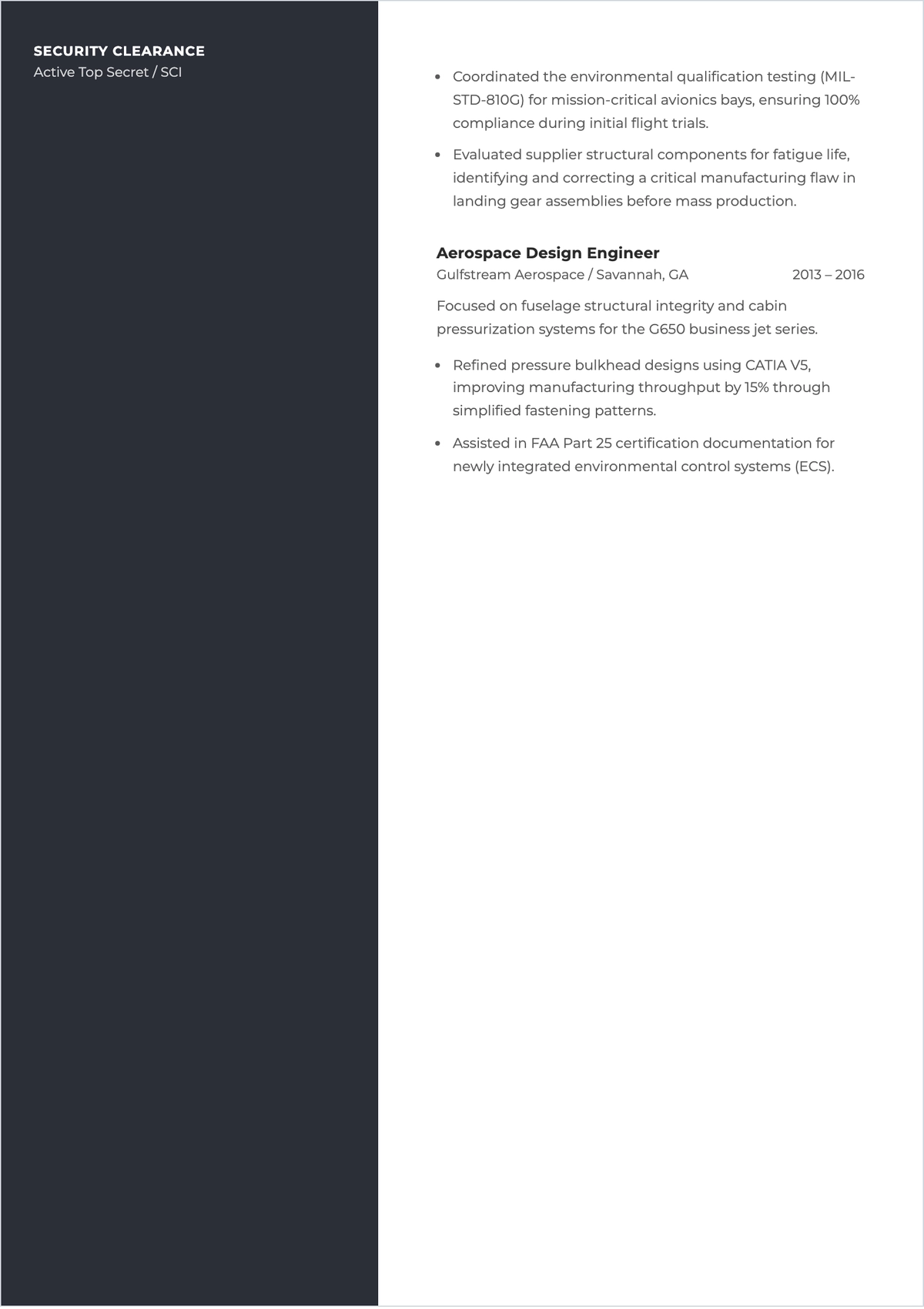 Free Aerospace ATS Resume Template, AI Resume Builder