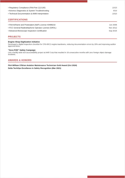 Free Aviation Mechanic ATS Resume Template, AI Resume Builder
