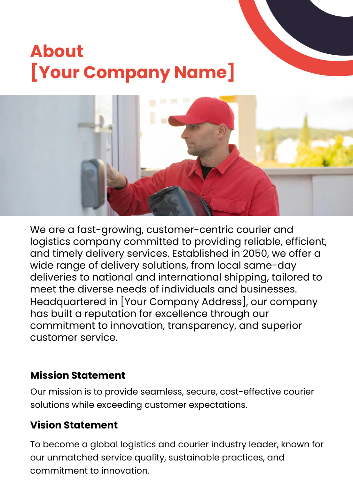 Free Courier Service Company Profile Template to Edit Online