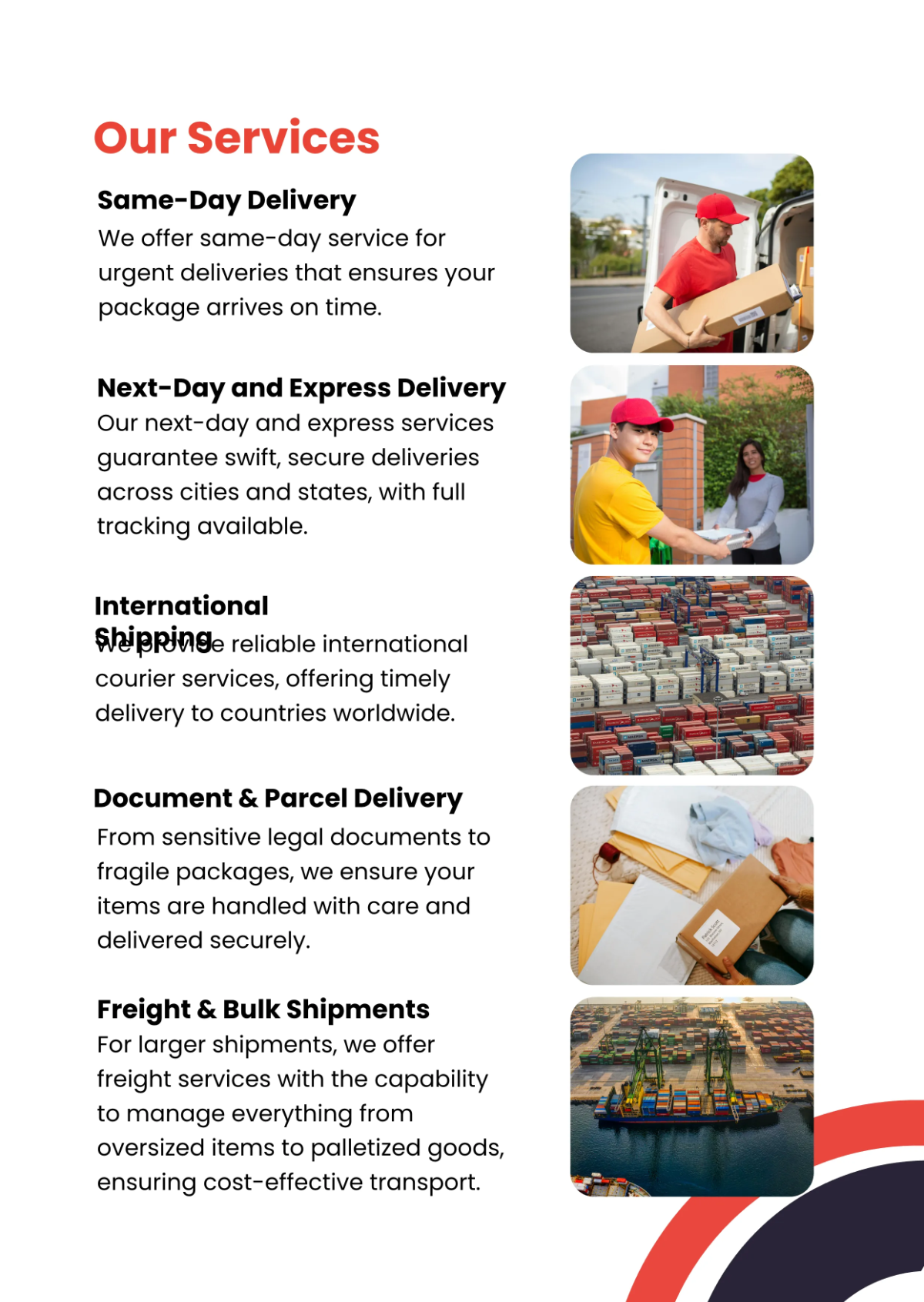 Free Courier Service Company Profile Template to Edit Online